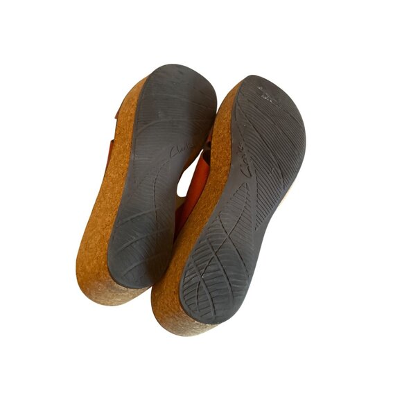 Clarks Collection Womens Pink Cork Wedge Sandals Size 9.5M Comfort - Picture 6 of 6